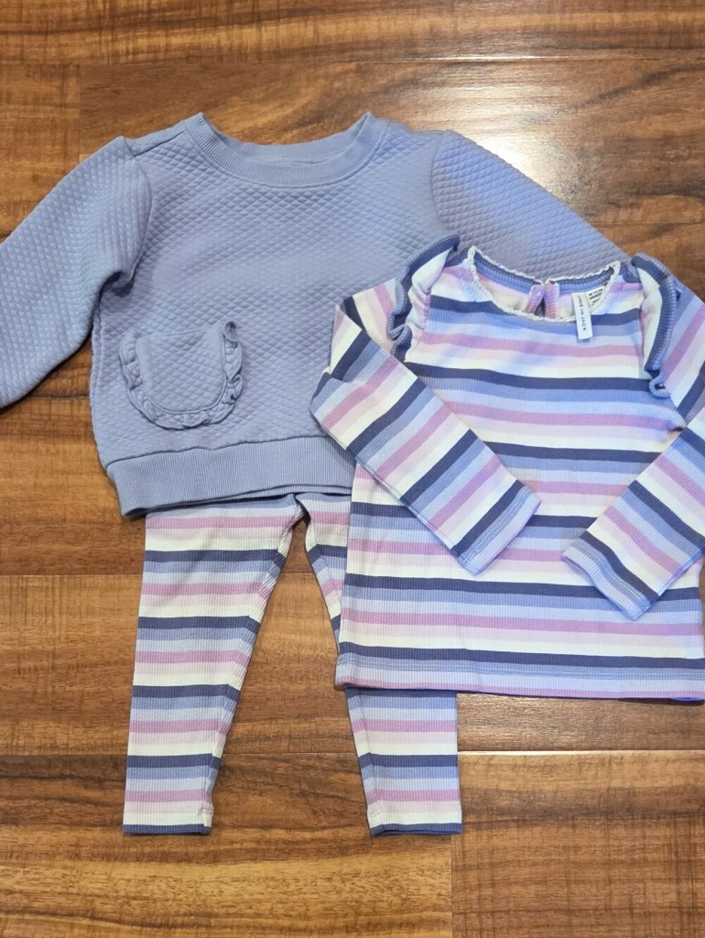 Janie and Jack EUC 18-24 Months Quilted Sweatshirt, Striped Top and Leggings